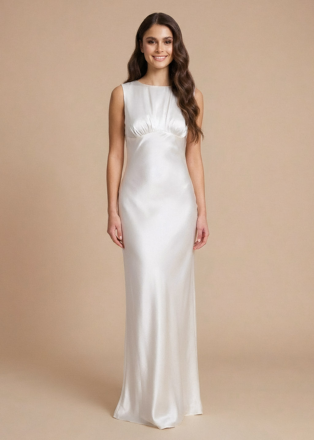 Ivory Silk Wedding Sleeveless Dress
