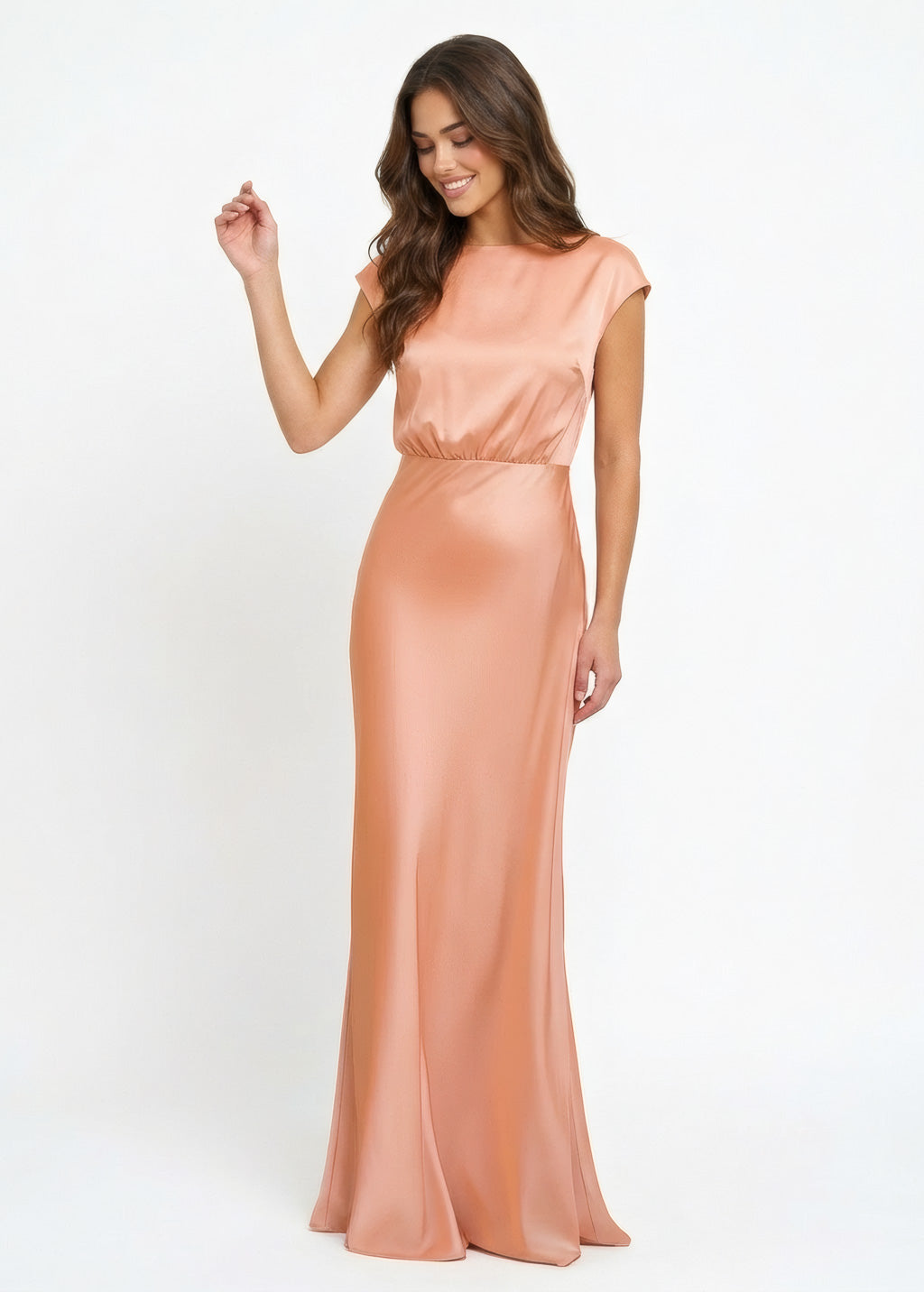 Peach Fuzz Silk Maxi Dress