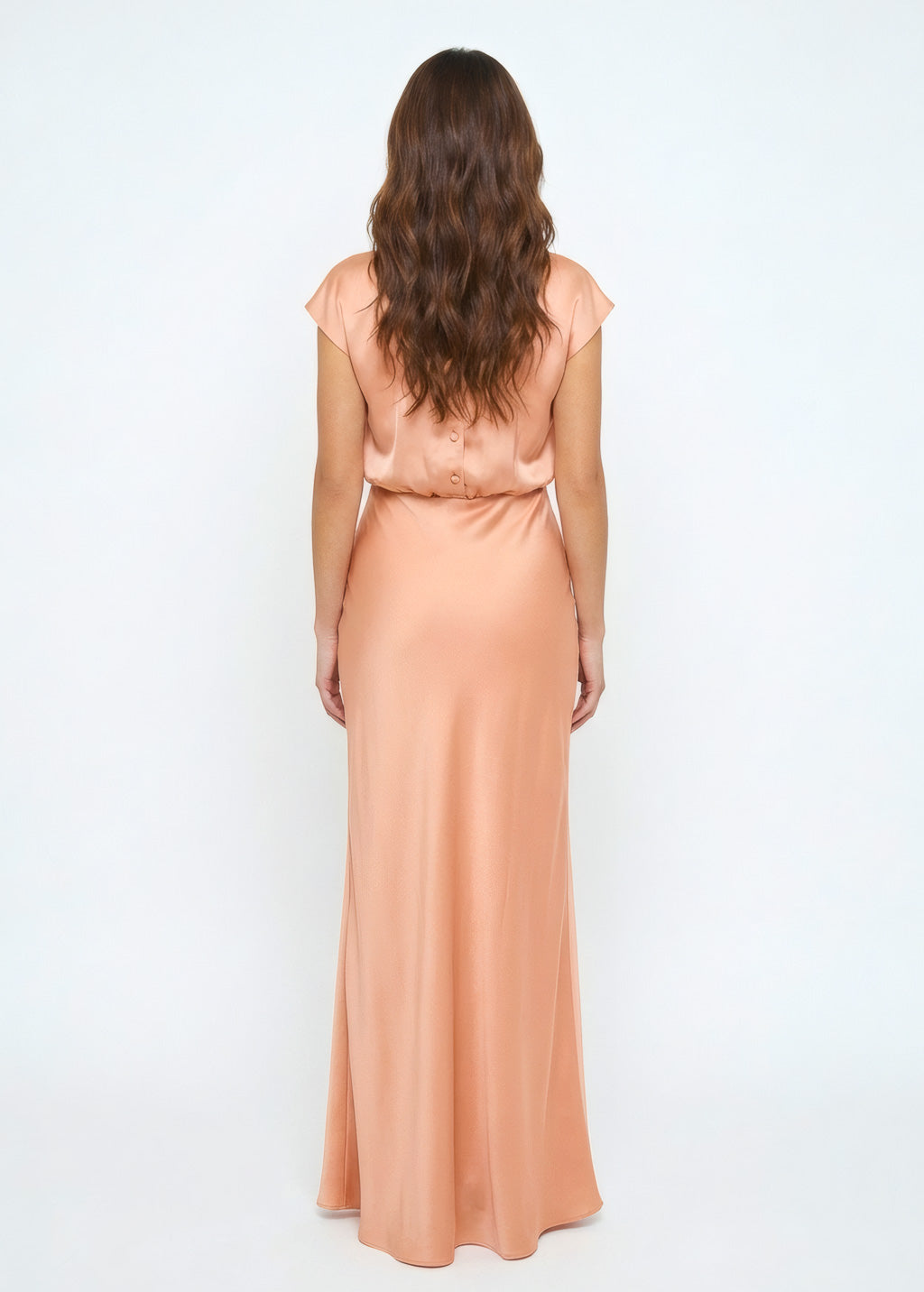 Peach Fuzz Silk Maxi Dress