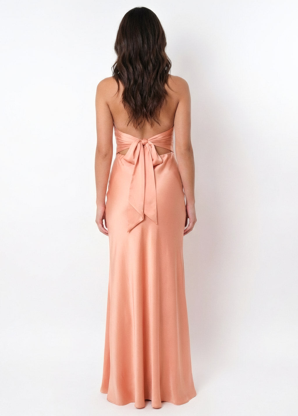 Robe licou fendue en soie vert foncé