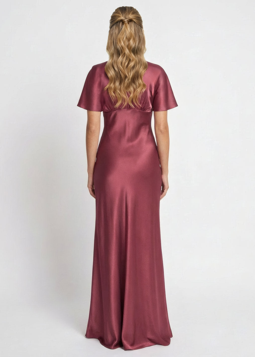 Dusty Rose Silk Dress with Flutter Sleeves