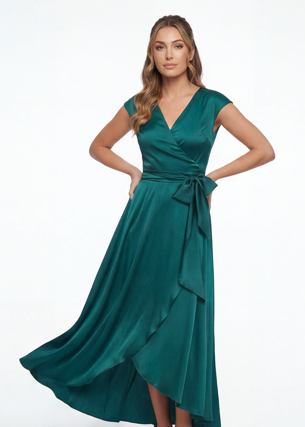 teal silk wrap dress Teal Silk African print wrap dress with bishop dress