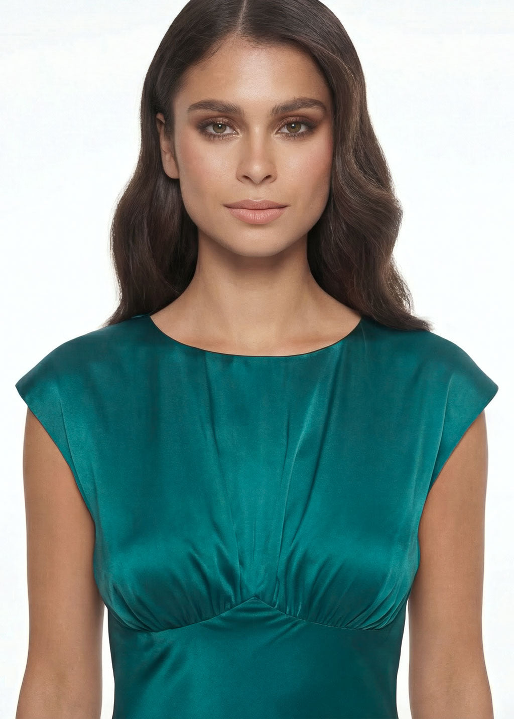 Teal Silk Midi Dress