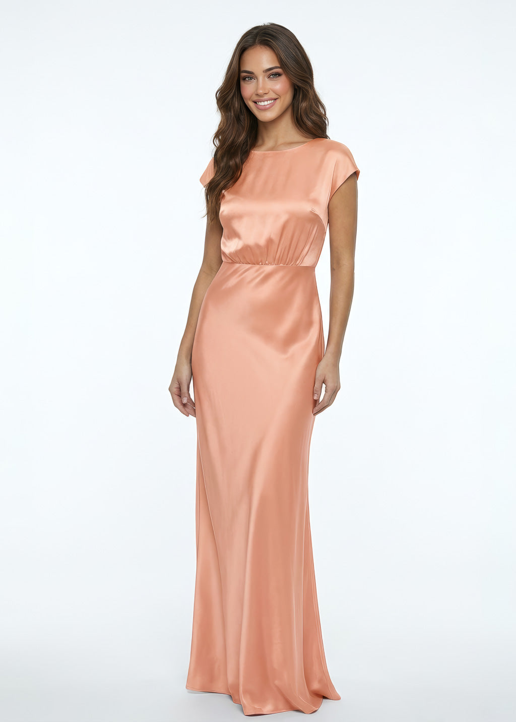 Peach Fuzz Silk Maxi Dress