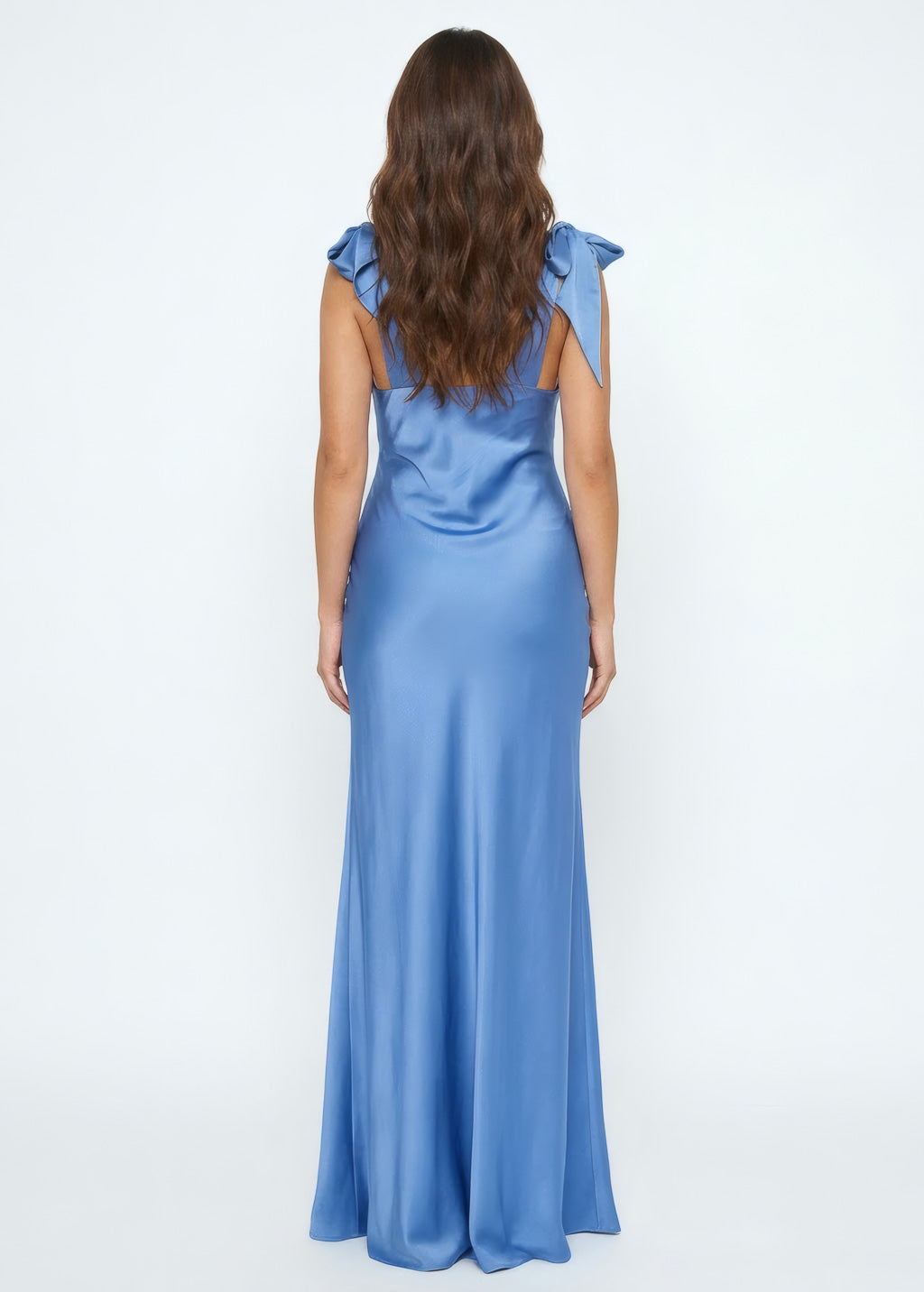Blue silk slip dress with adjustable bow ties Blue silk slip dress with adjustable bow ties