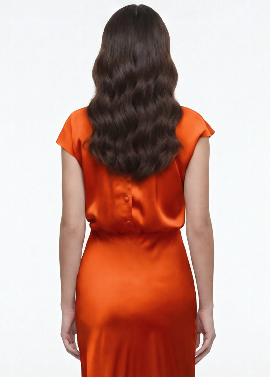 Orange Silk Maxi Bridesmaid Dress