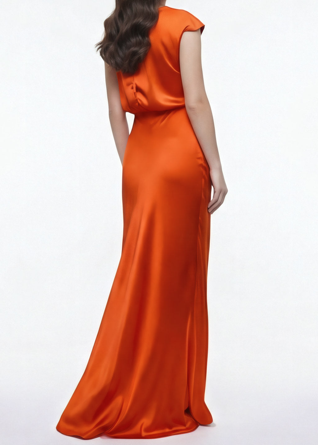 Orange Silk Maxi Bridesmaid Dress