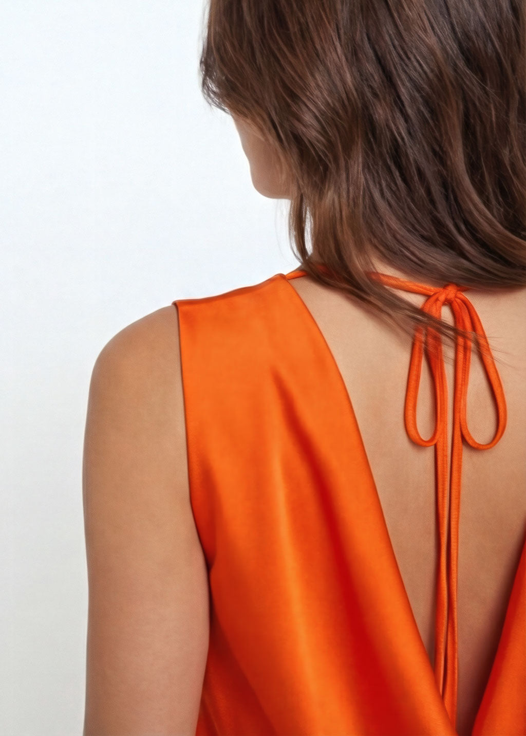 Orange long cowl bridesmaid dress