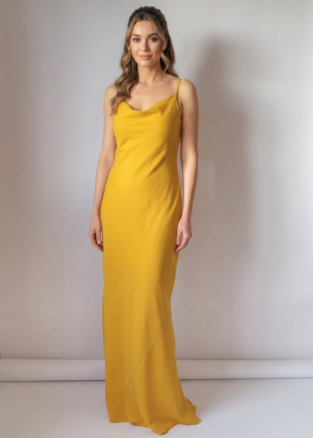 Gold Chiffon Cape Maxi Dress