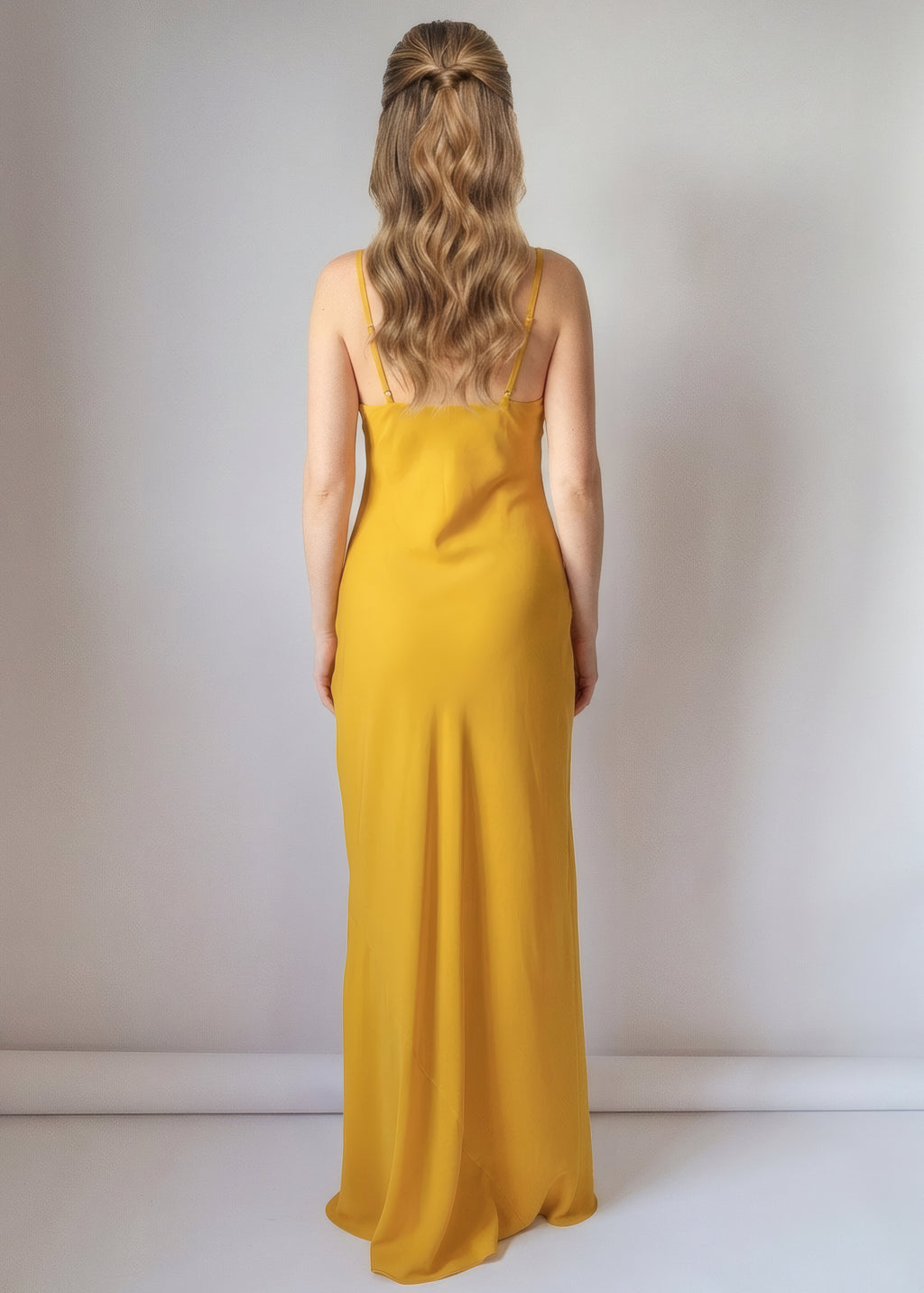 Gold Chiffon Cape Maxi Dress