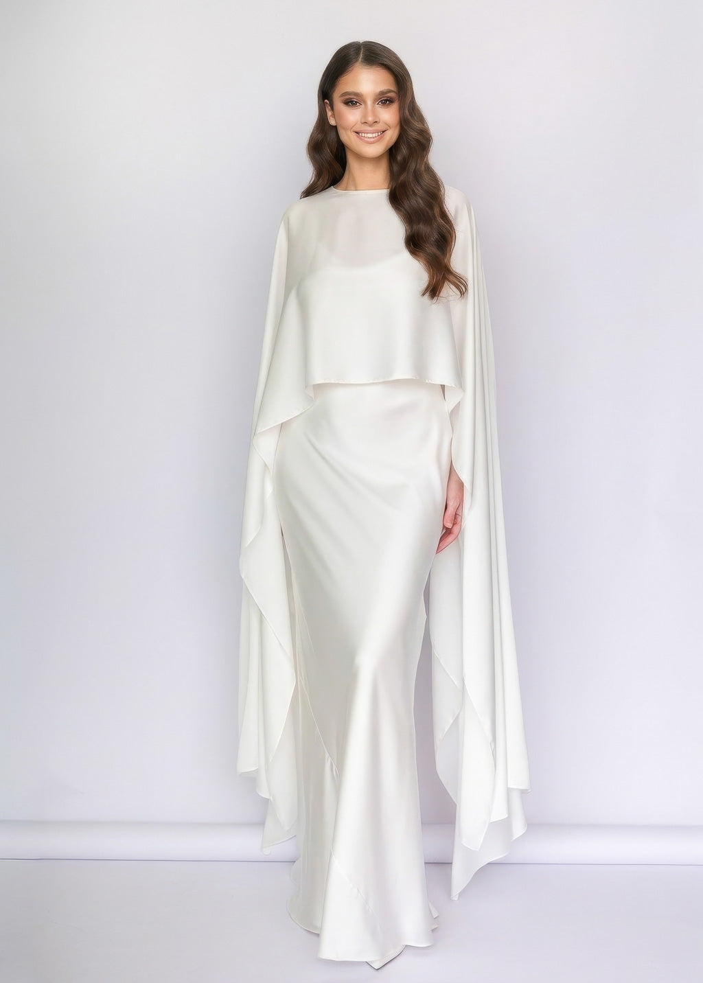 Ivory Silk Dress & Detachable Cape