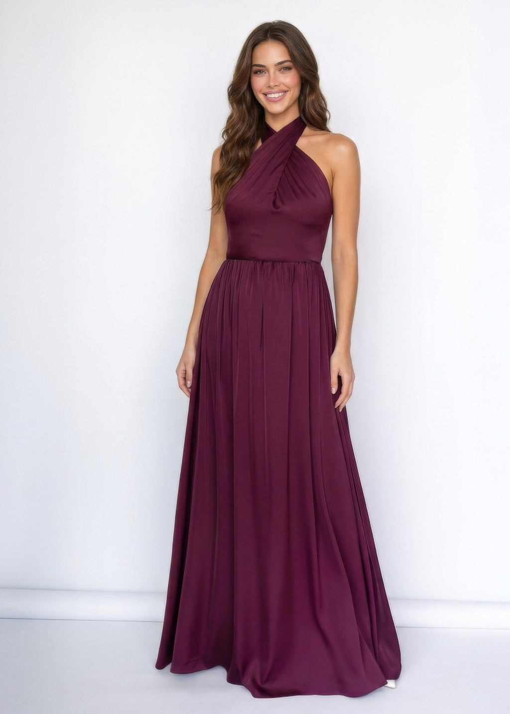 Robe nuisette en soie taupe