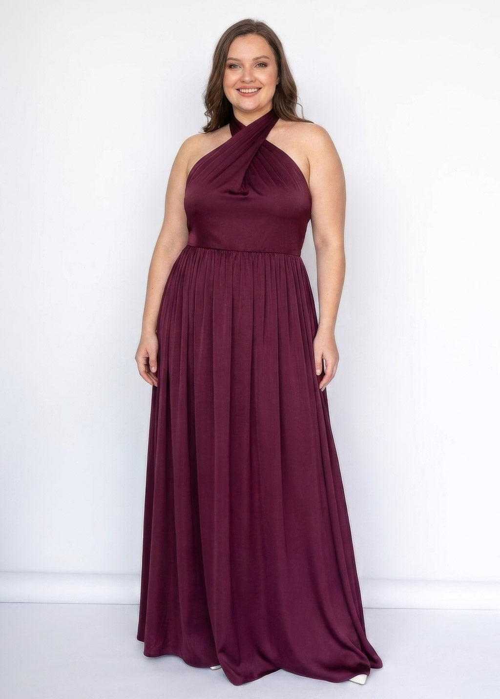 Robe nuisette en soie taupe