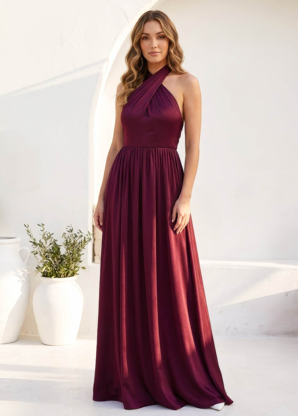 Robe nuisette en soie taupe