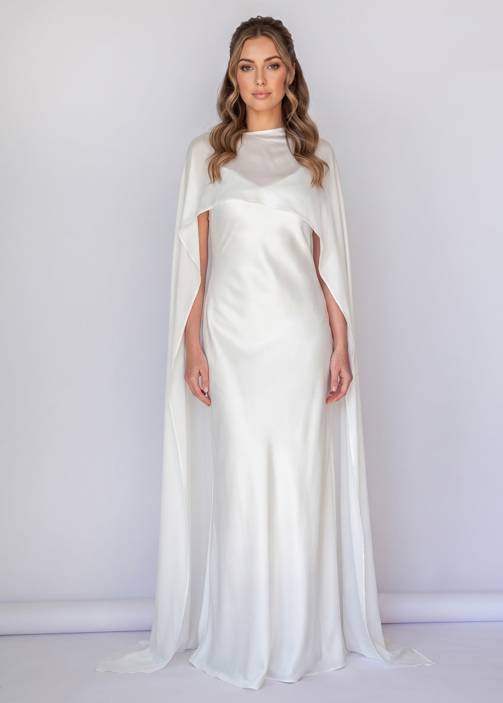 Ivory Silk Dress & Detachable Cape