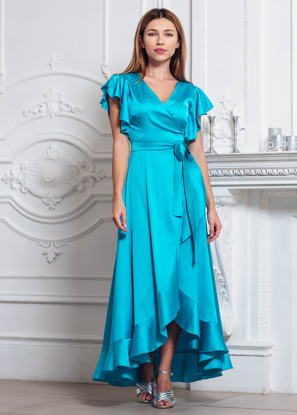 Turquoise wrap dress