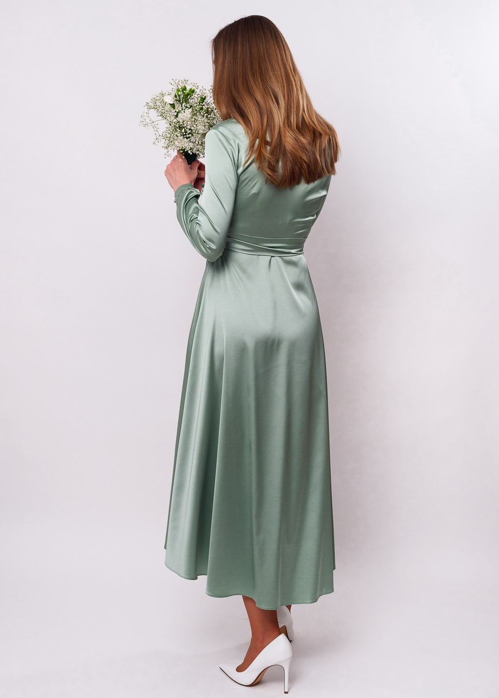 Sage green wrap dress