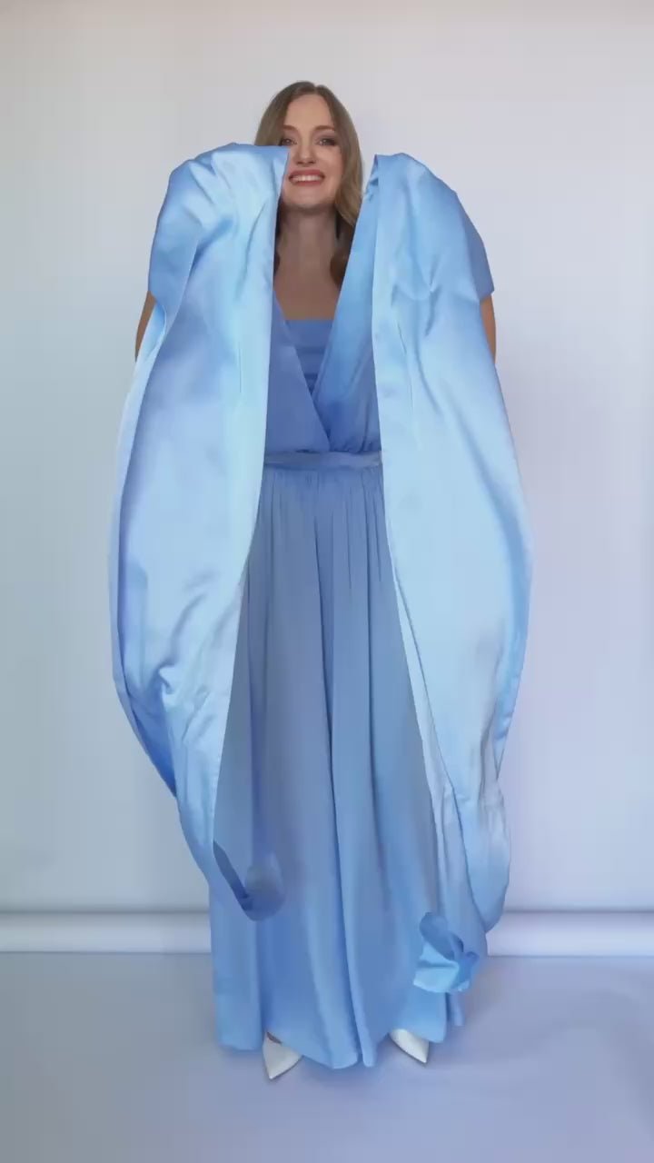 Sky Blue Infinity Silk Jumpsuit with Pockets