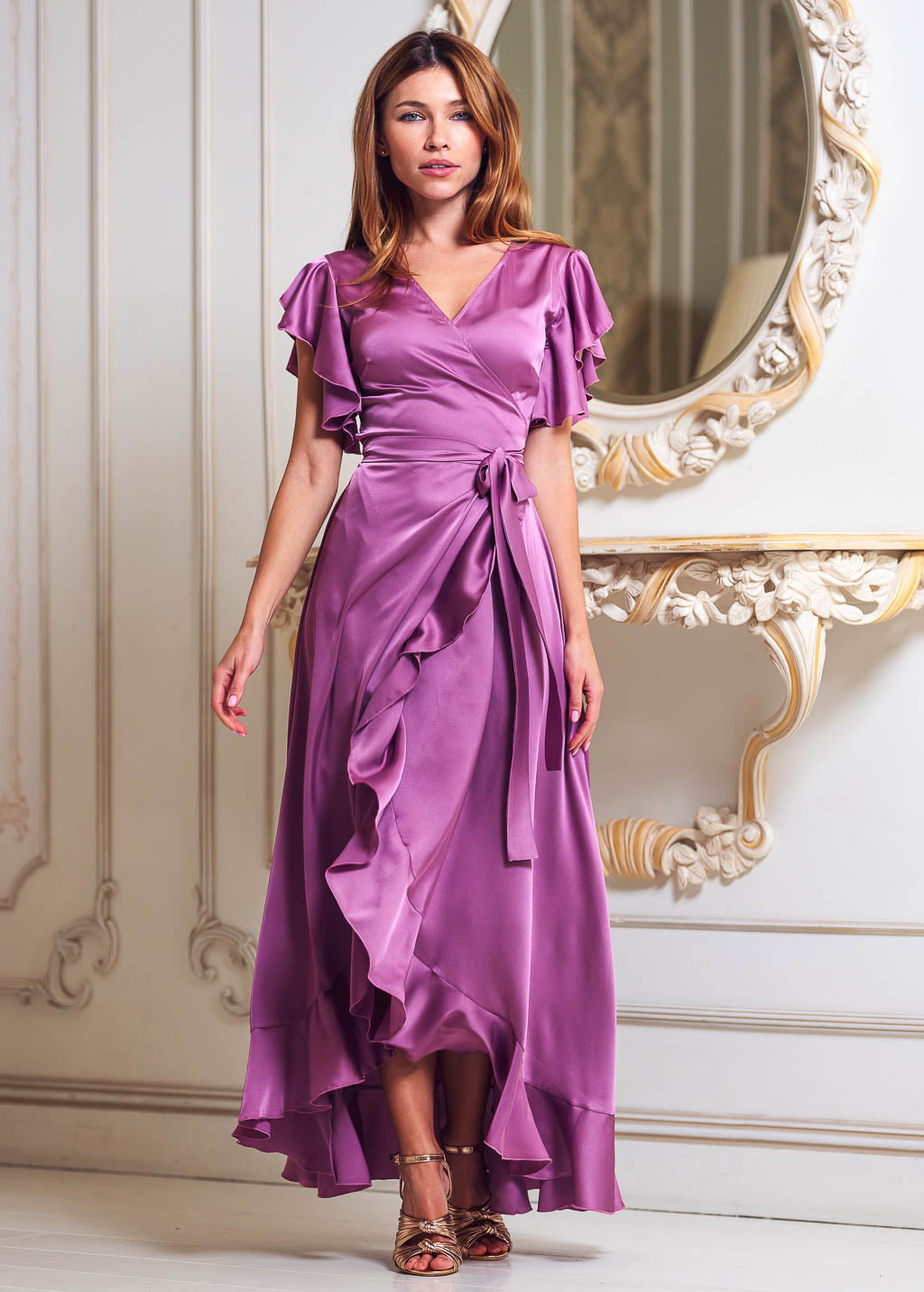 Pink fuchsia wrap dress