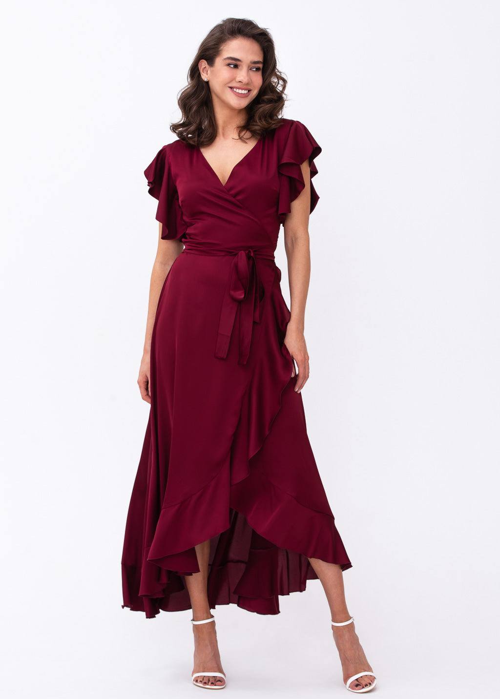 Burgundy wrap dress