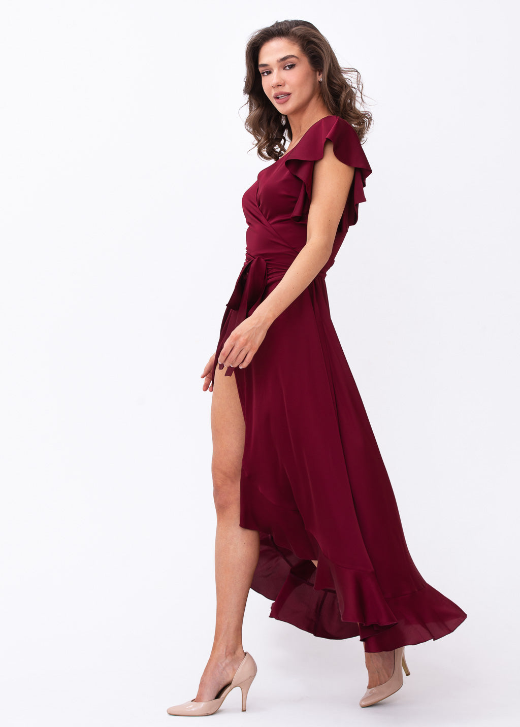 Burgundy wrap dress
