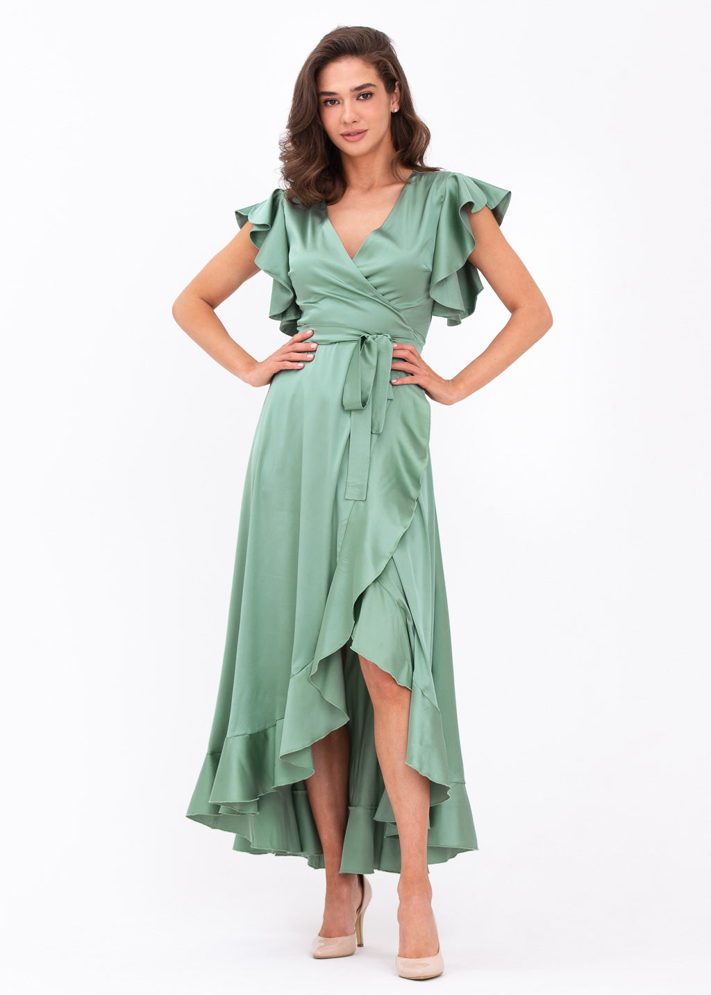 Sage green wrap dress