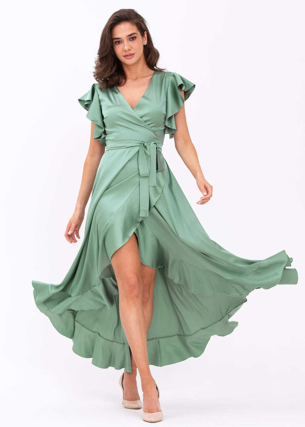 Sage green wrap dress