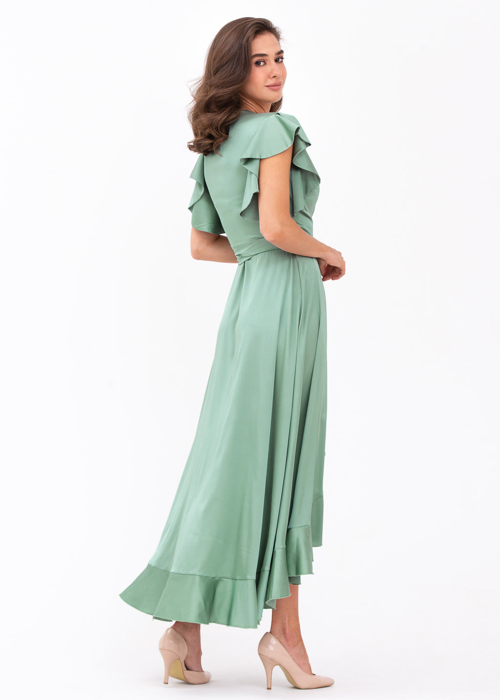 Sage green wrap dress