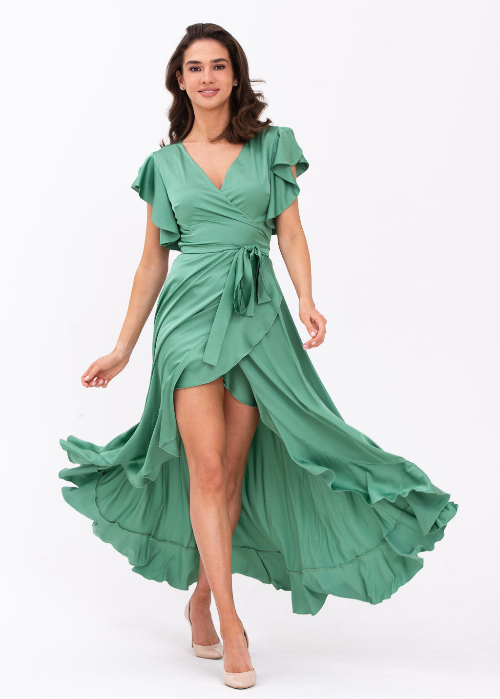 Olive green wrap dress