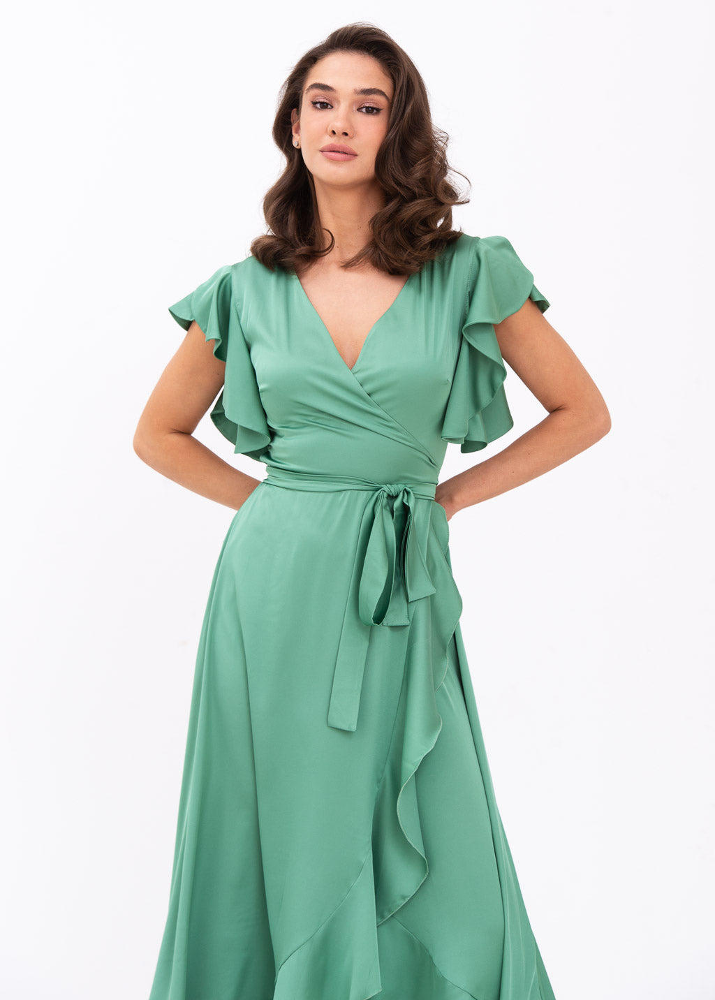 Olive green wrap dress