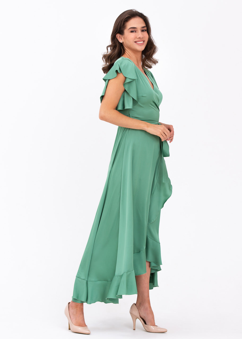 Olive green wrap dress