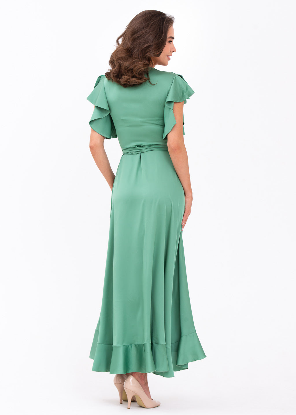 Olive green wrap dress