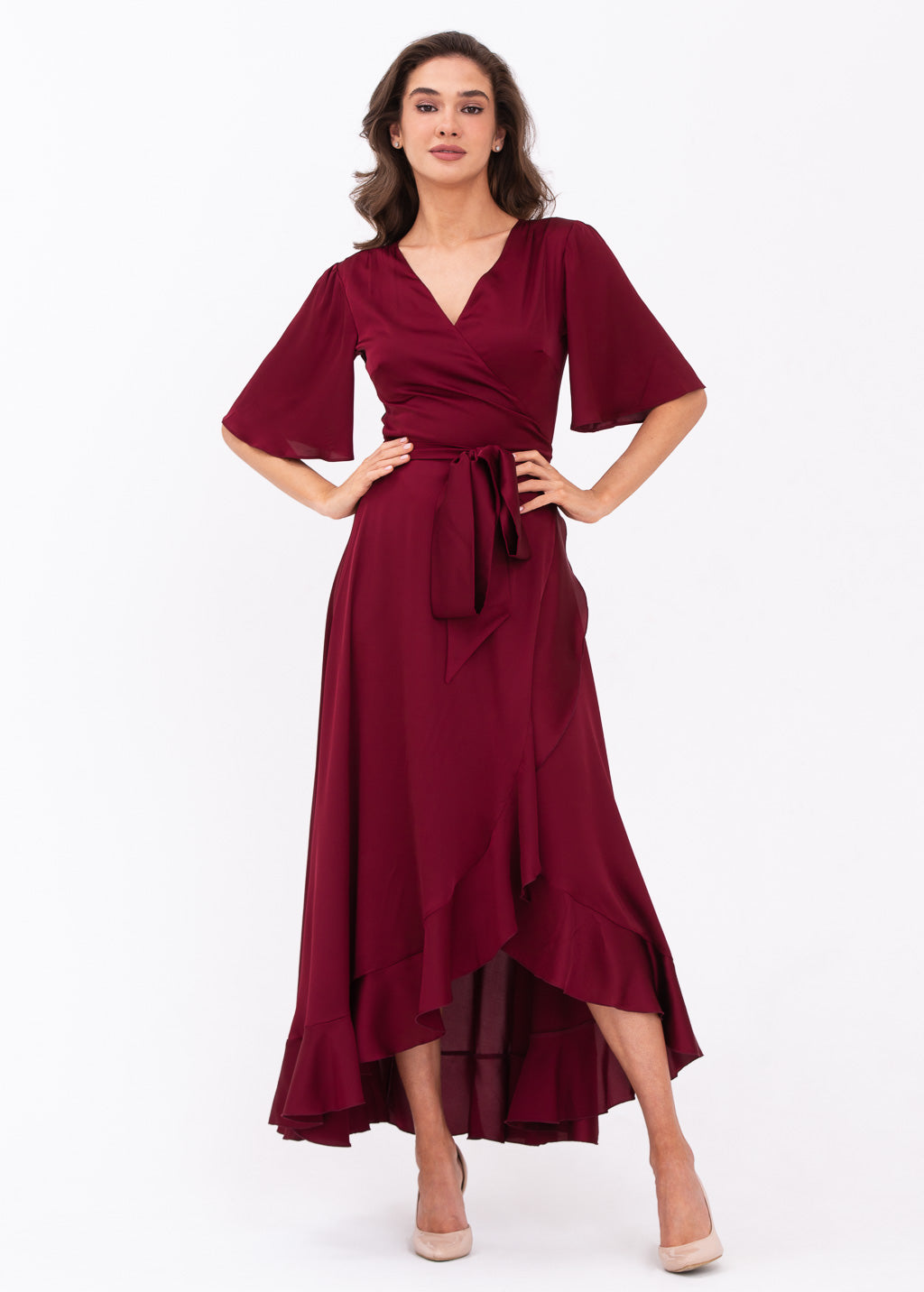 Burgundy wrap dress