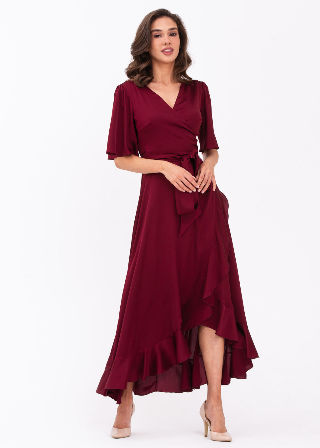 Burgundy wrap dress