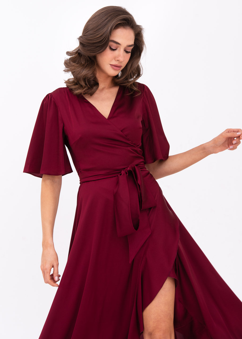 Burgundy wrap dress