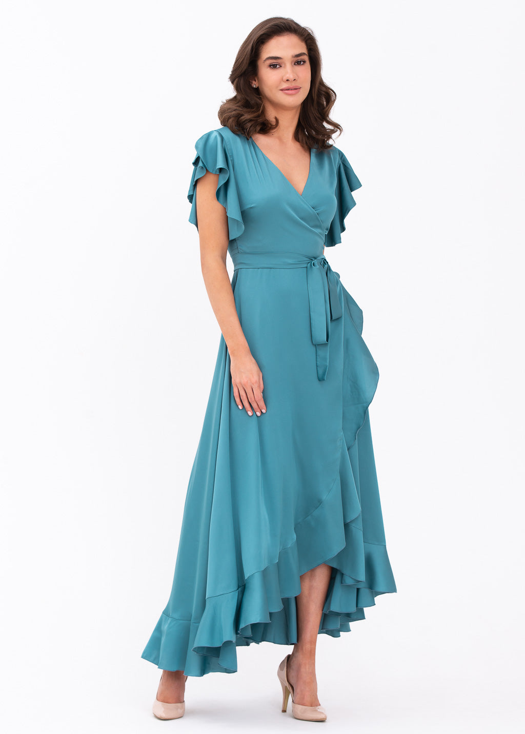 Aqua blue wrap dress