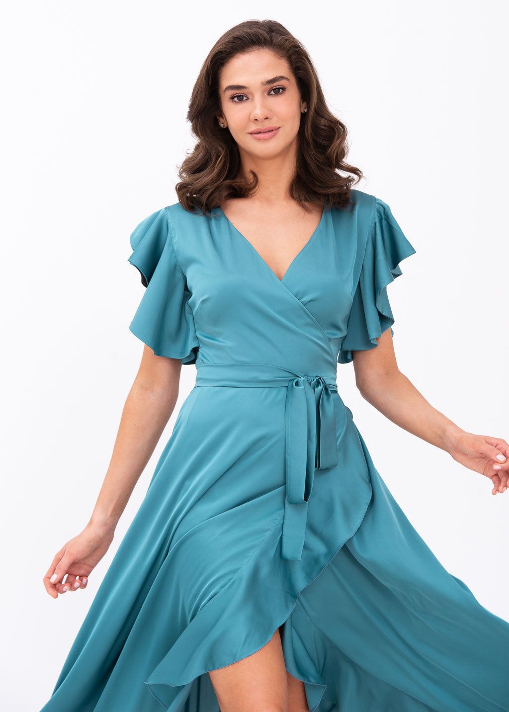 Aqua blue wrap dress