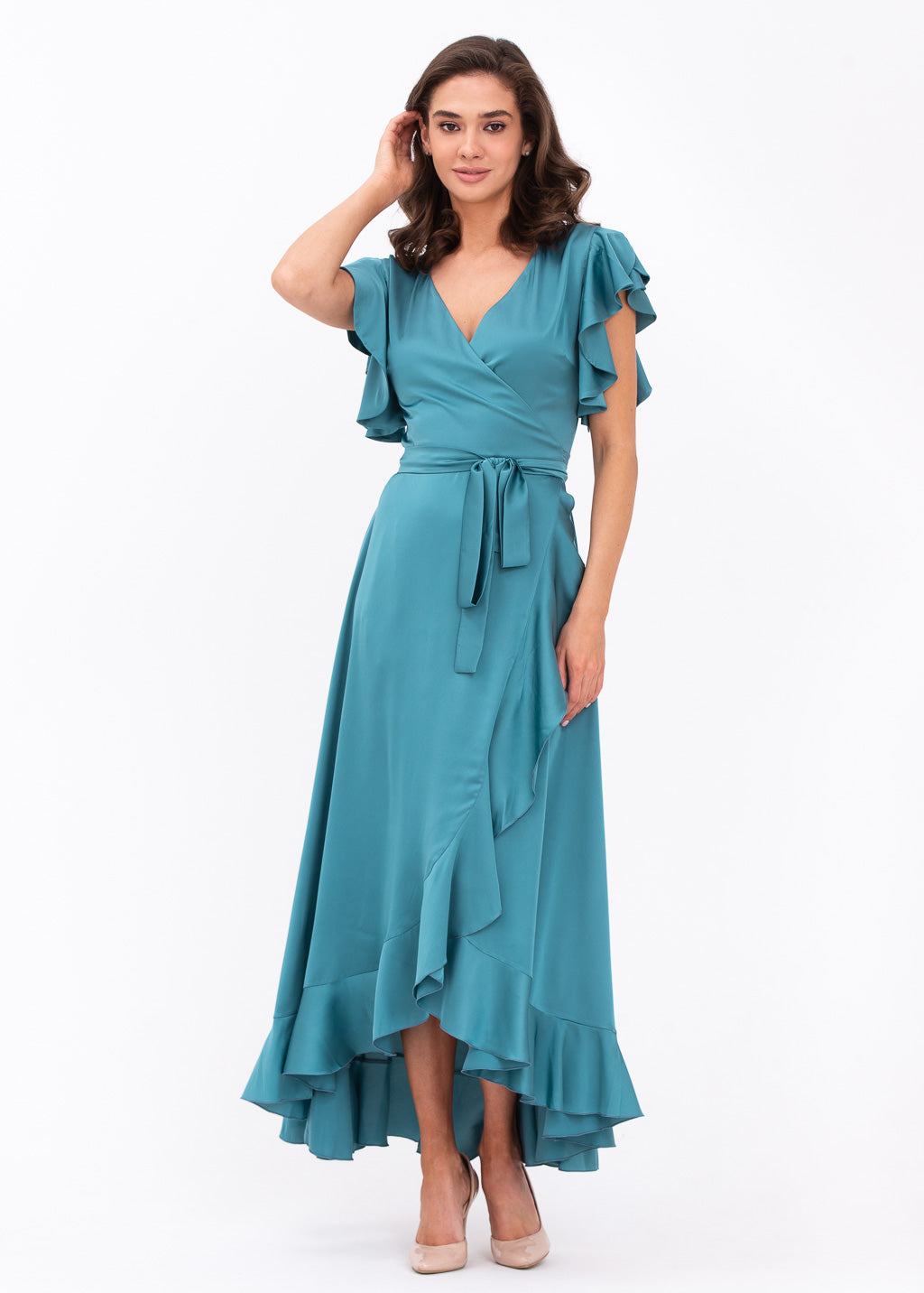 Aqua blue wrap dress
