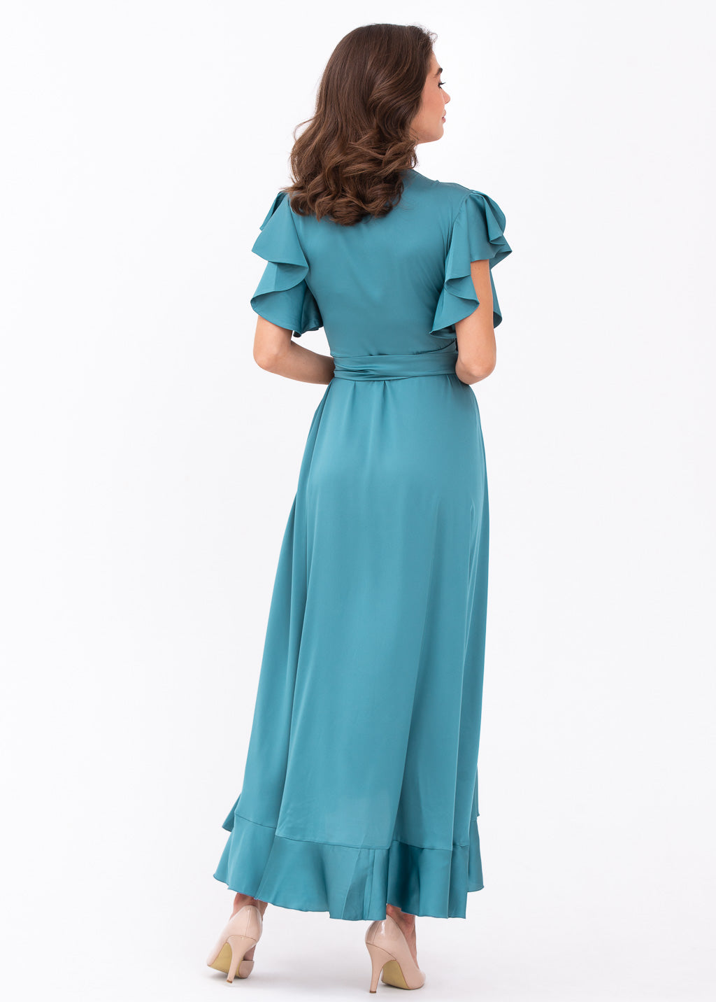 Aqua blue wrap dress