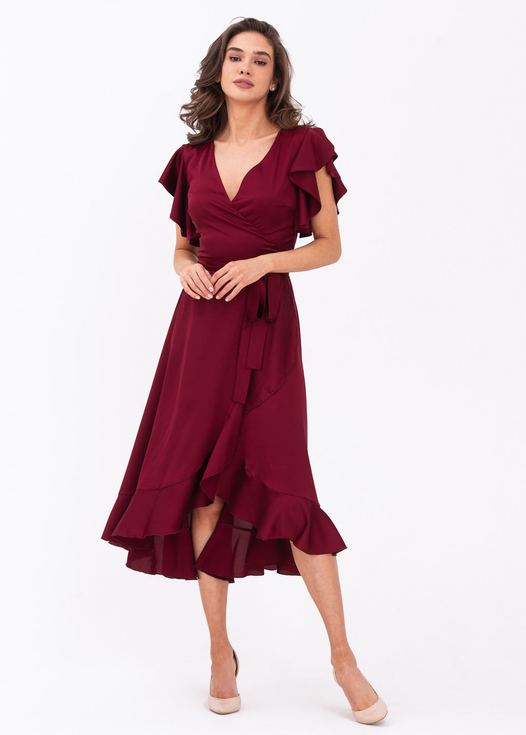 Burgundy wrap dress