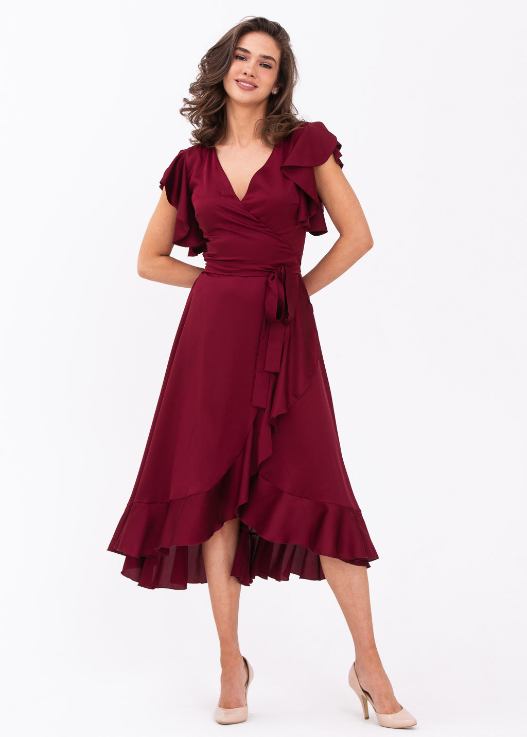 Burgundy wrap dress