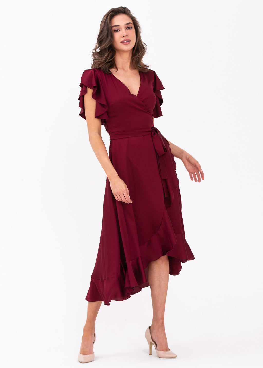 Burgundy wrap dress