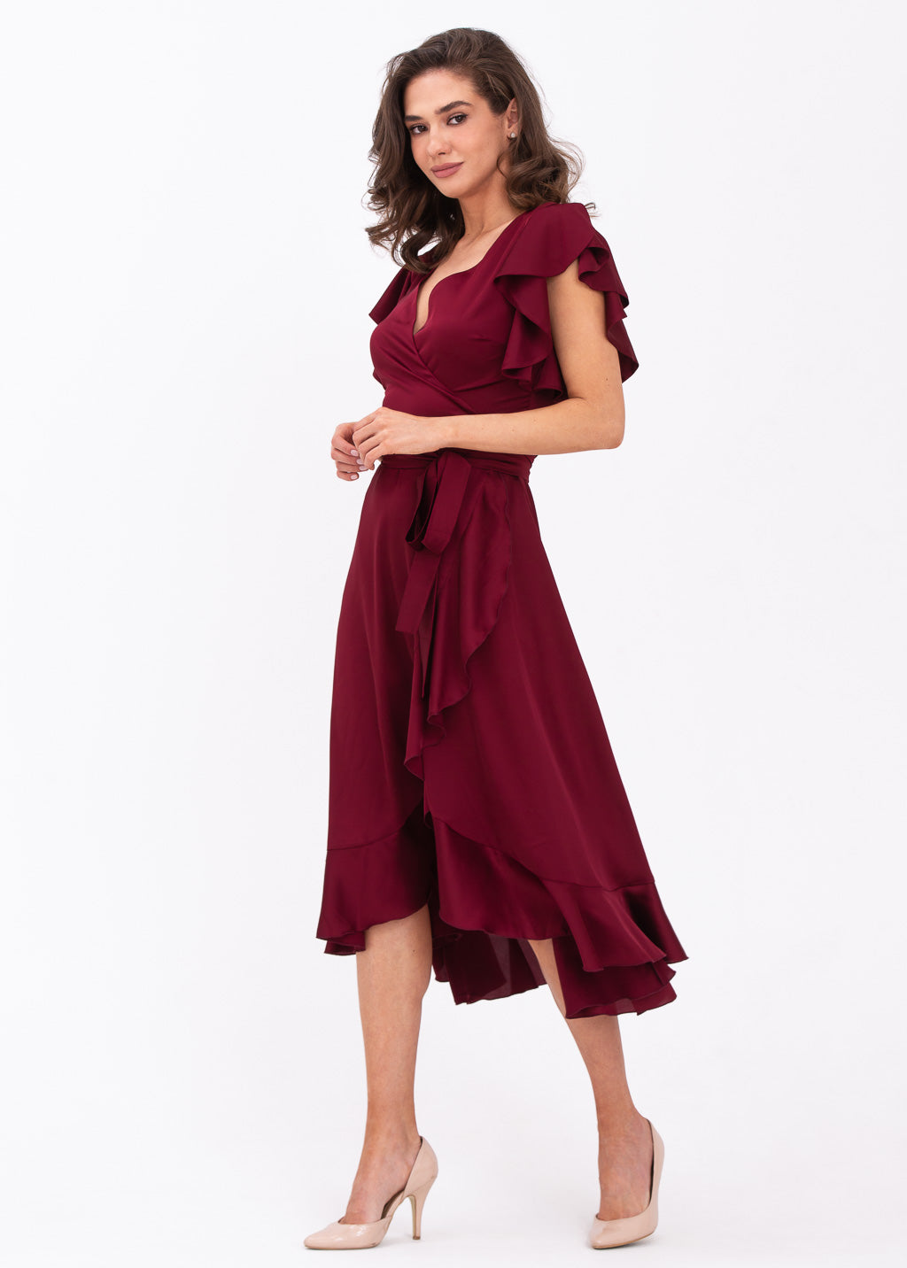 Burgundy wrap dress