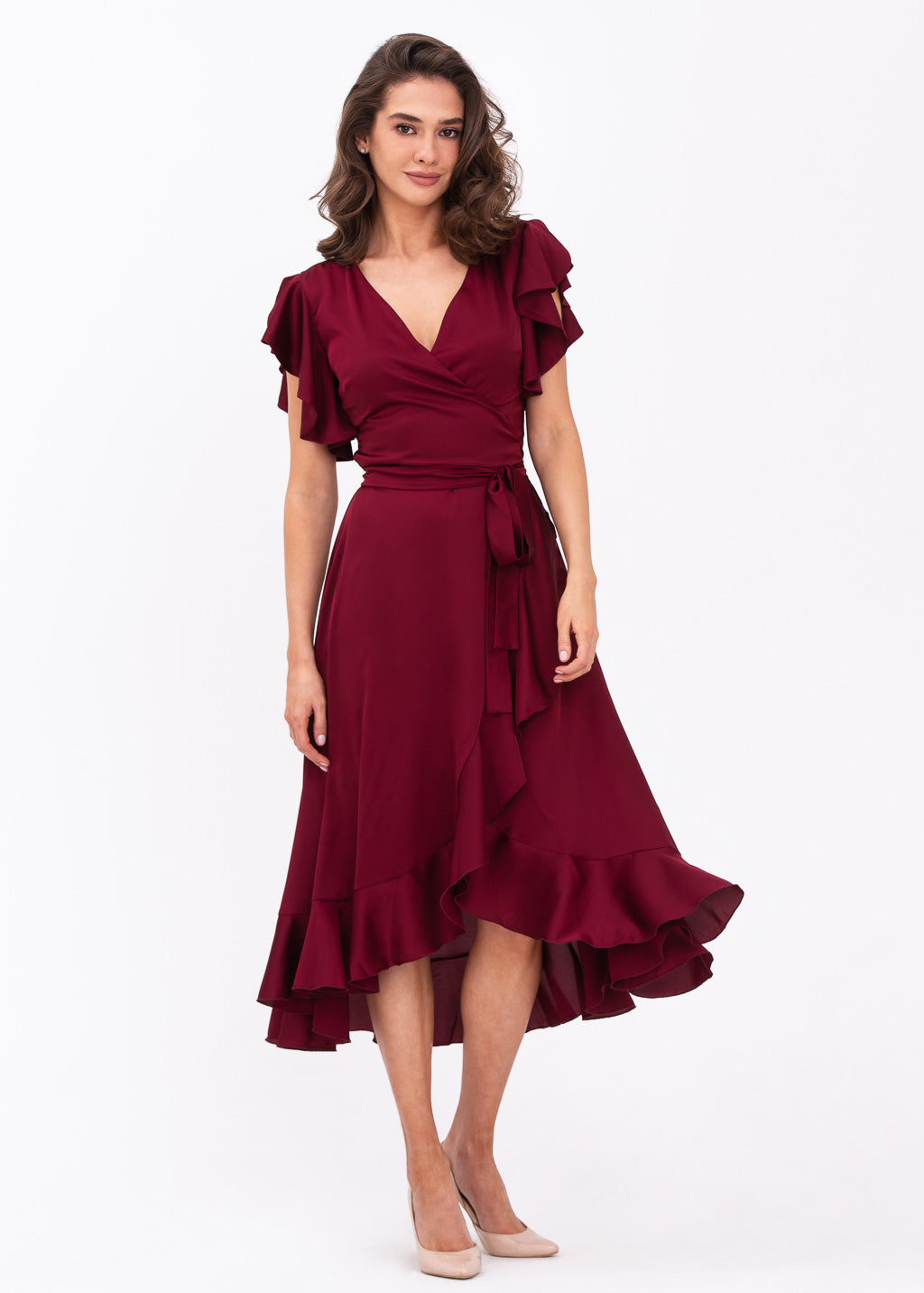 Burgundy wrap dress