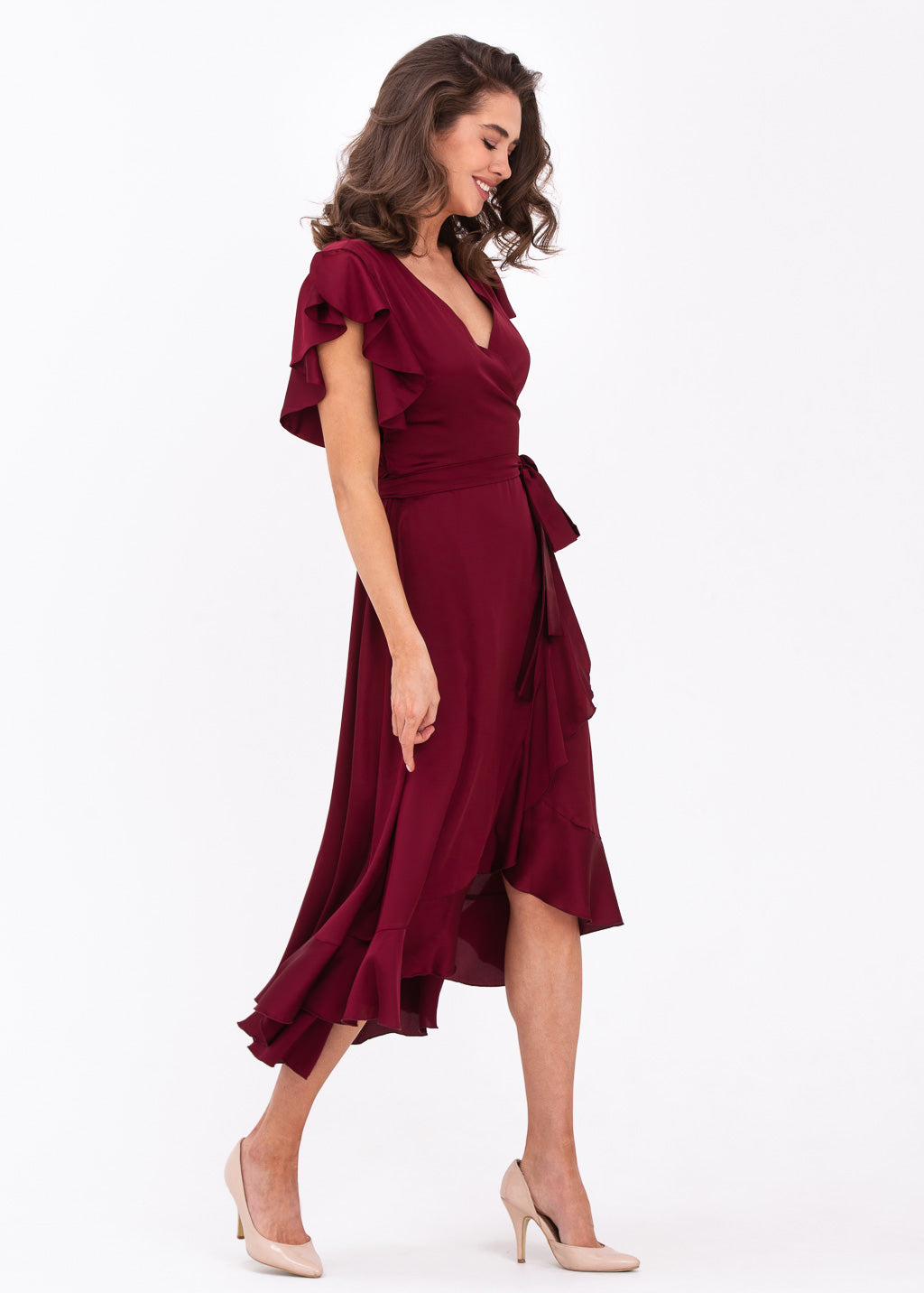 Burgundy wrap dress