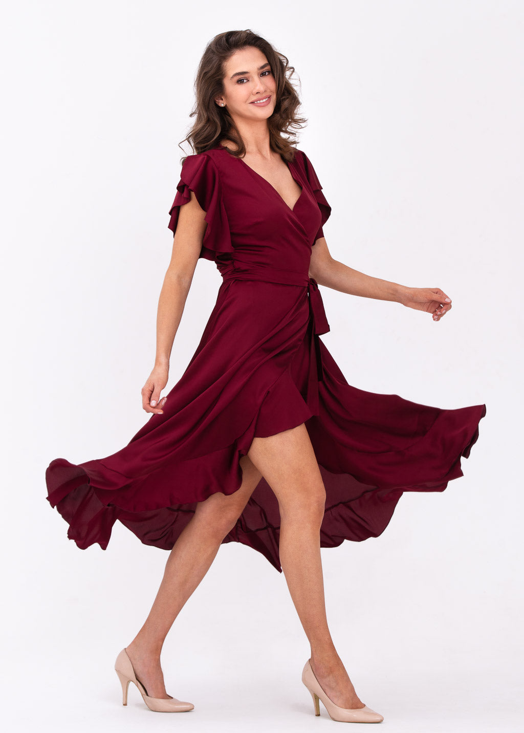 Burgundy wrap dress