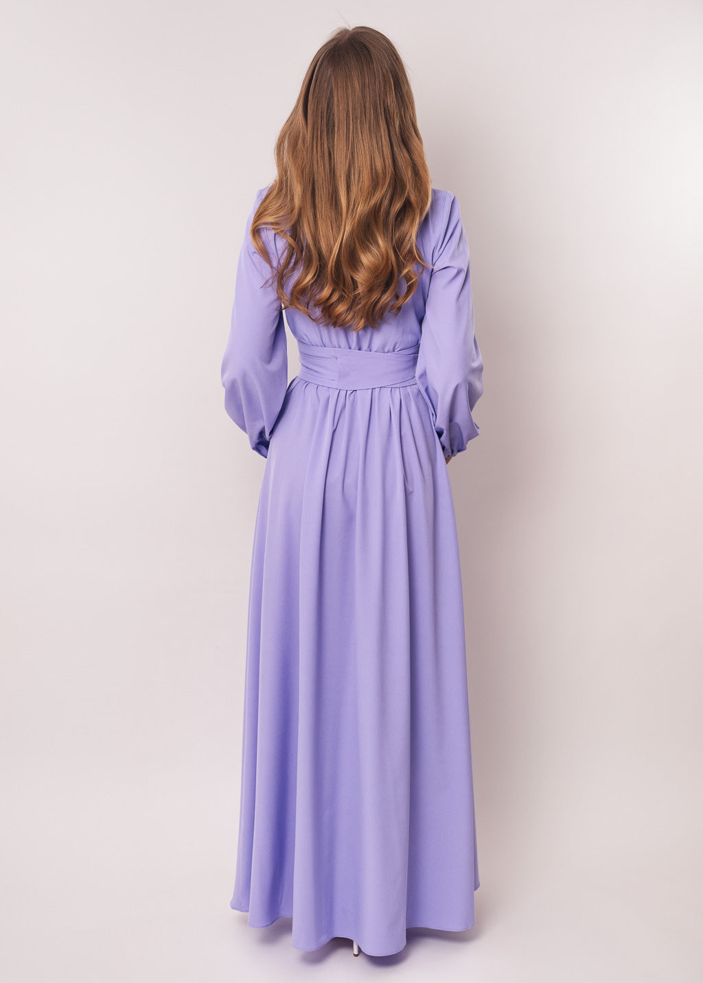 Light purple slit dress with belt
