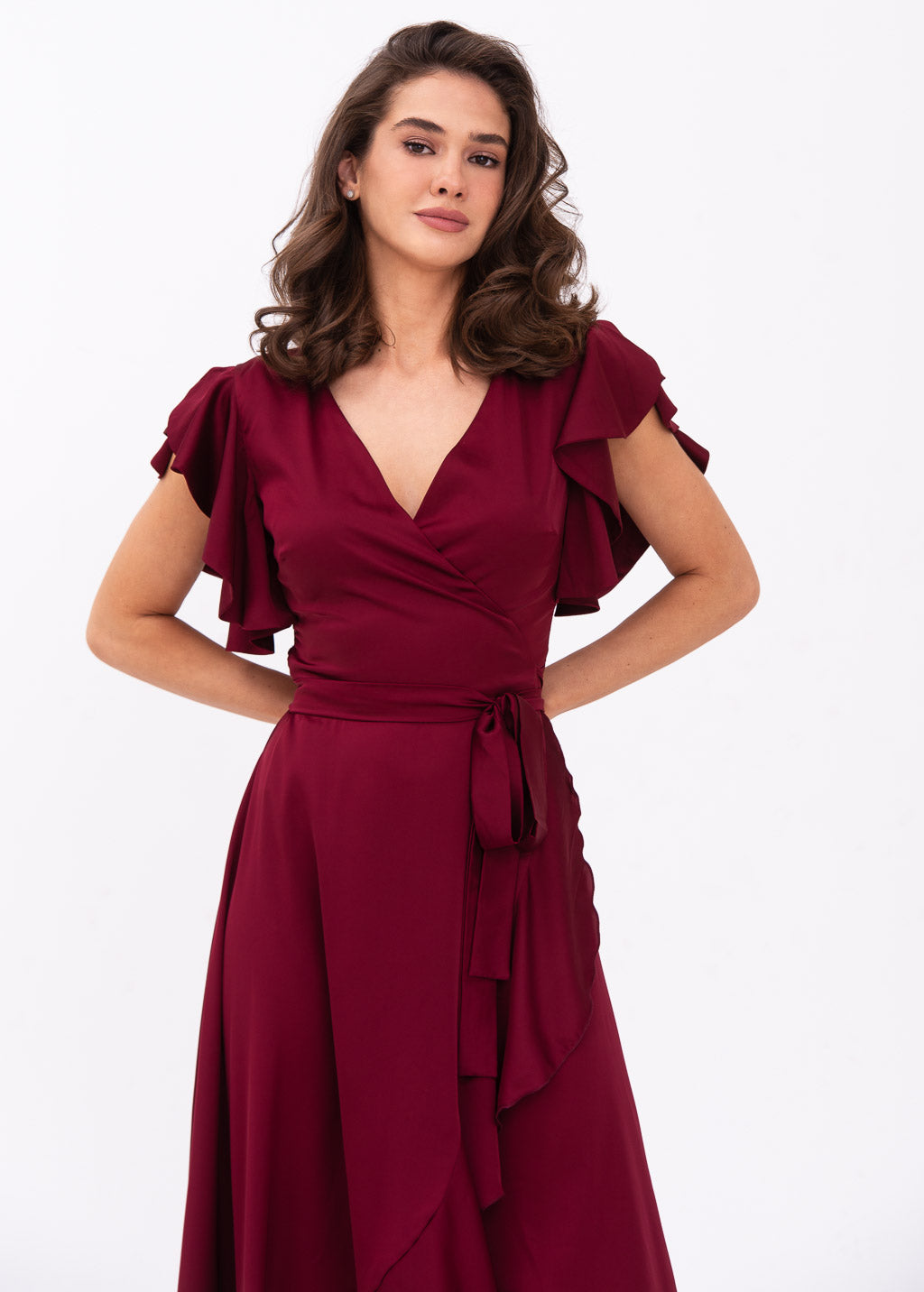 Burgundy wrap dress