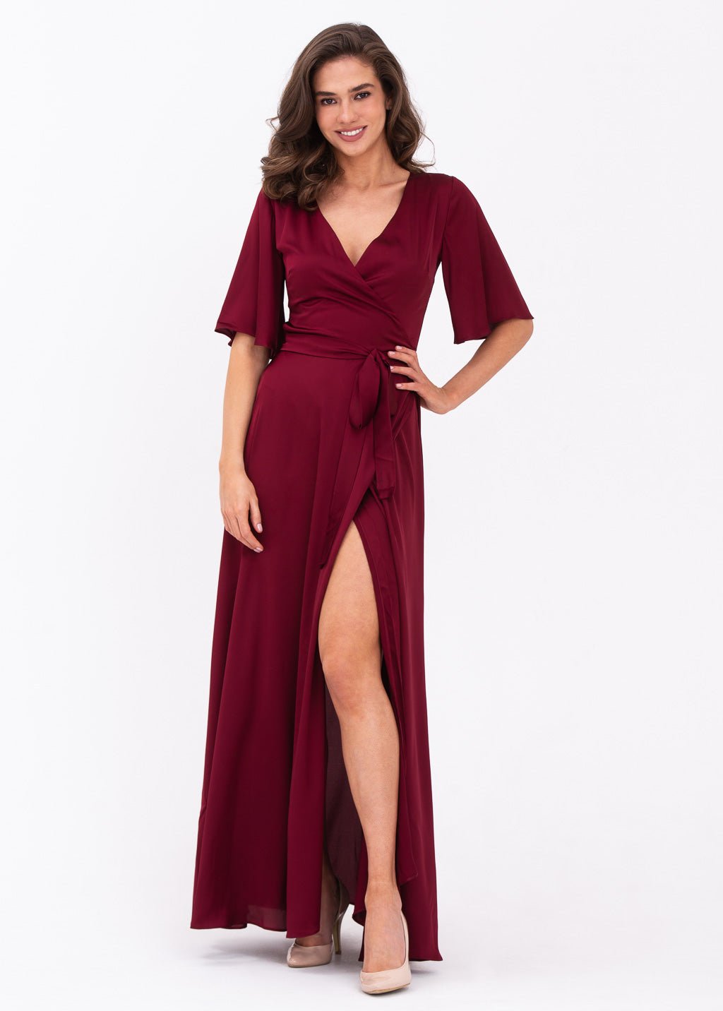 Burgundy wrap dress