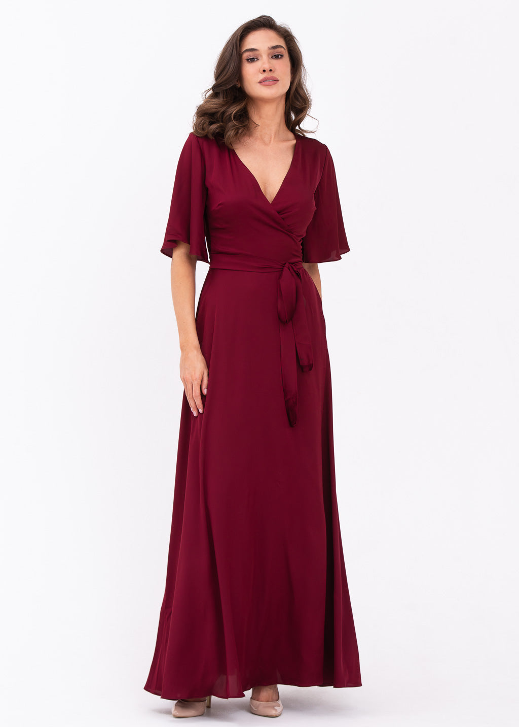 Burgundy wrap dress